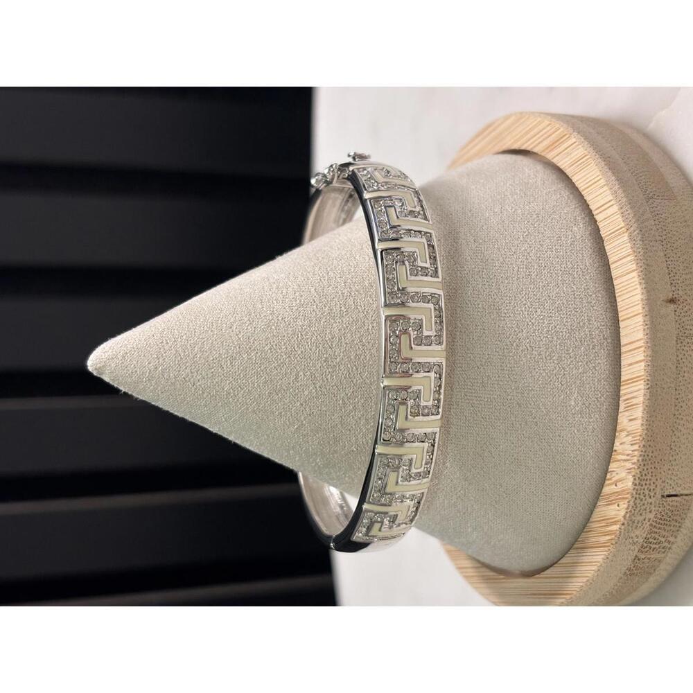 Lauren G Adams Silver Greek Key Bangle Bracelet
